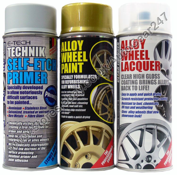 Car Gold Alloy Wheel Spray Paint & High Gloss Lacquer Spray & Primer (400ml)